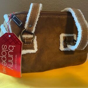 BNWT Y2K Rare Bath and Body Works HTF Bunny Slope Sherpa Lined Brown Bag Tote